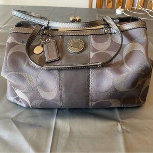 Coach Carryall Purse Bag Kisslock Signature Gray